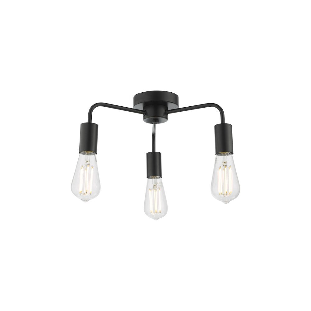 DEN5322 Dena 3 Light Flush Matt Black