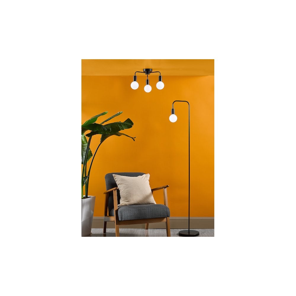 DEN5322 Dena 3 Light Flush Matt Black