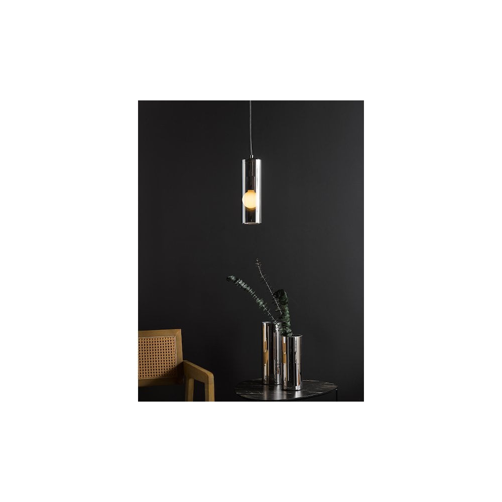 DIA0110 Diaz Pendant Smoked Glass and Polished Chrome
