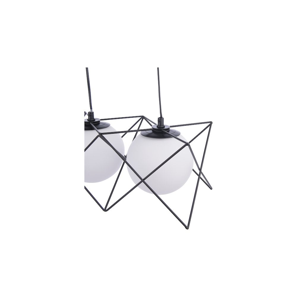 DRE0322 Dreyson 3 Light Bar Pendant Matt Black and Opal Glass (S)