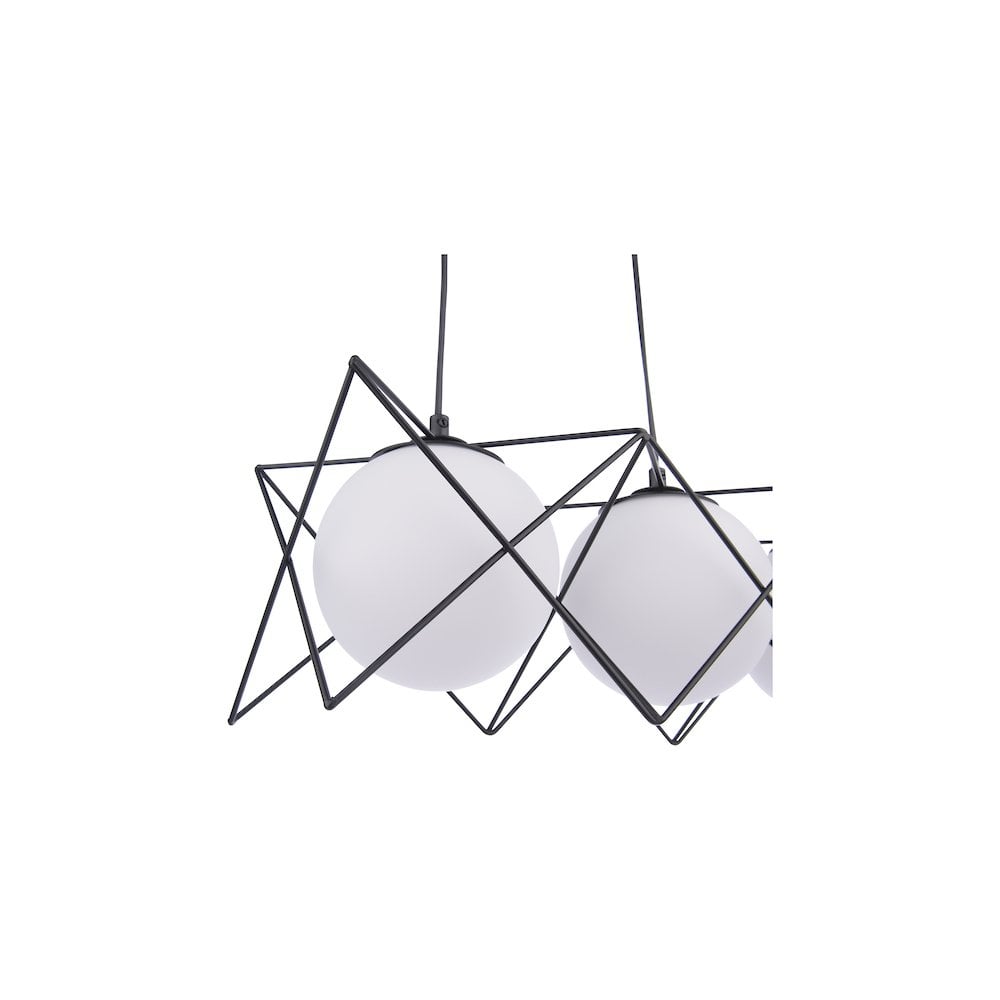 DRE0322 Dreyson 3 Light Bar Pendant Matt Black and Opal Glass (S)