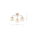 FEY0363-16 Feya 3 Light Semi-Flush Antique Bronze & Champagne Dimpled Glass