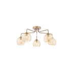 FEY0563-16 Feya 5 Light Semi-Flush Antique Bronze & Champagne Dimpled Glass