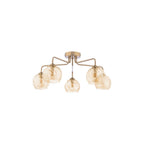 FEY0563-16 Feya 5 Light Semi-Flush Antique Bronze & Champagne Dimpled Glass