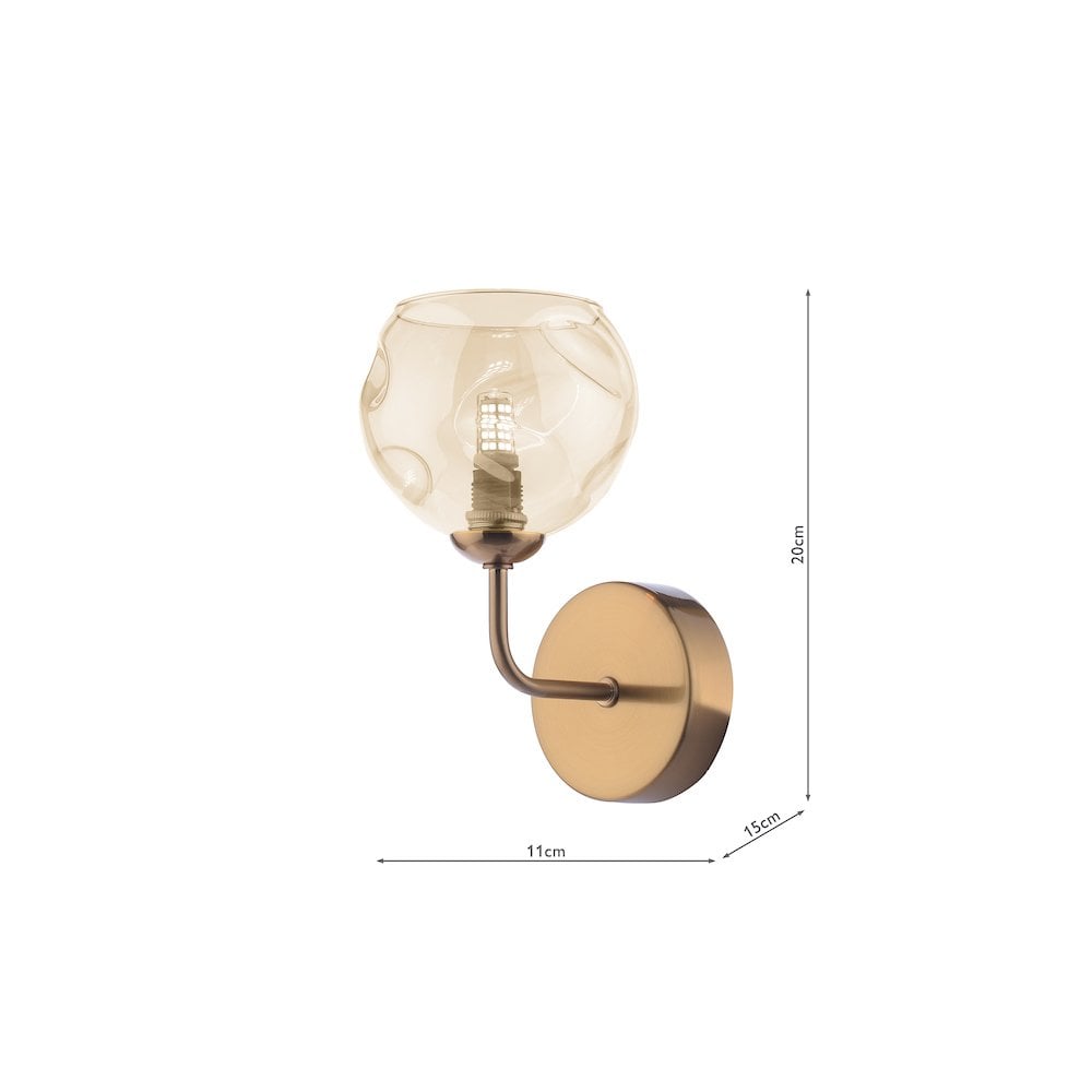 FEY0763-16 Feya Wall Light Antique Bronze & Champagne Dimpled Glass
