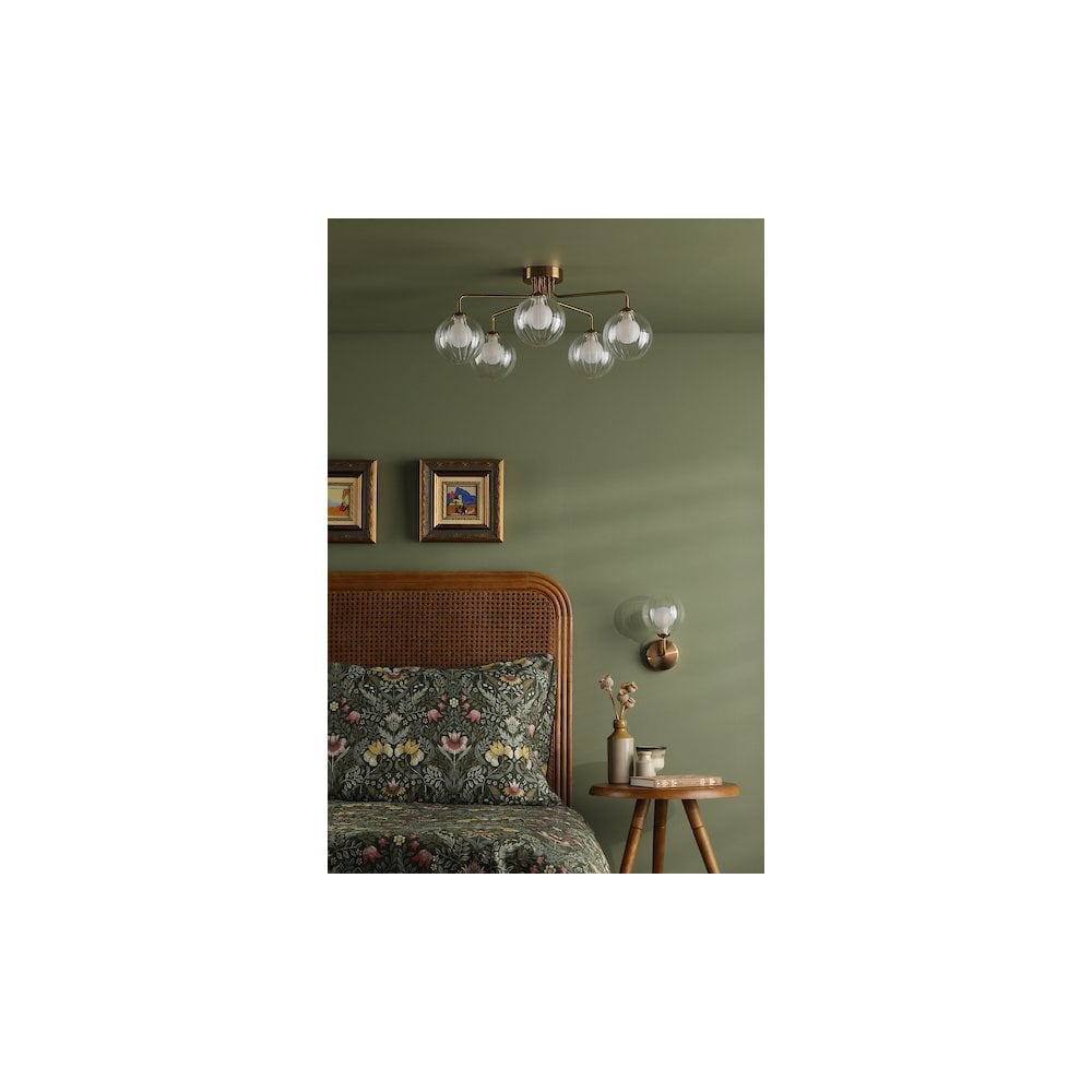 FEY0763-20 Feya Wall Light Antique Bronze & Clear/Opal Glass