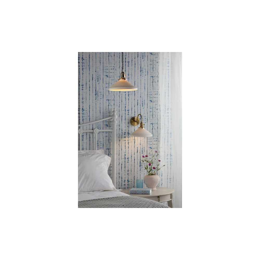 HAD0140-10 Hadano Pendant Natural Brass & Ceramic Shallow Shade