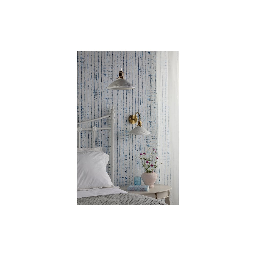 HAD0140-10 Hadano Pendant Natural Brass & Ceramic Shallow Shade