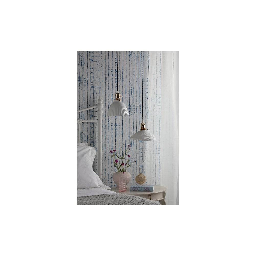 HAD0140-10 Hadano Pendant Natural Brass & Ceramic Shallow Shade