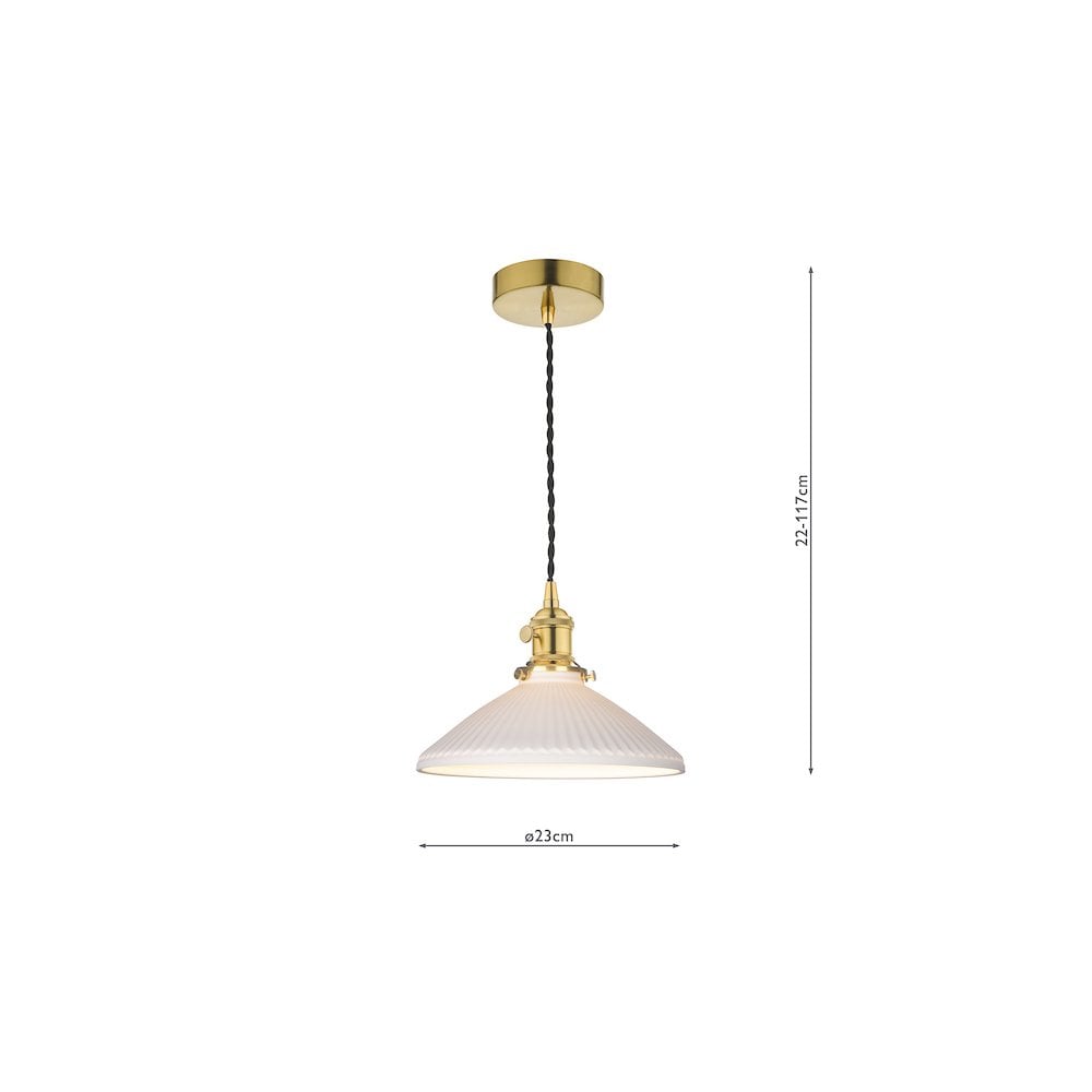 HAD0140-10 Hadano Pendant Natural Brass & Ceramic Shallow Shade