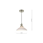 HAD0161-10 Hadano Pendant Antique Chrome & Ceramic Shallow Shade