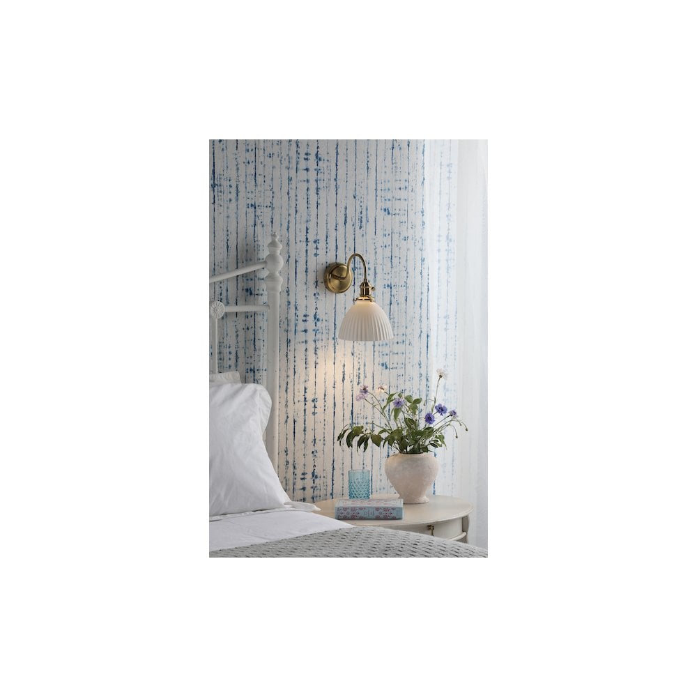 HAD0740-09 Hadano Wall Light Natural Brass & Ceramic Domed Shade