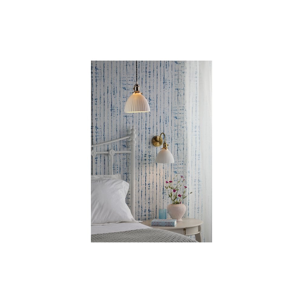 HAD0740-09 Hadano Wall Light Natural Brass & Ceramic Domed Shade