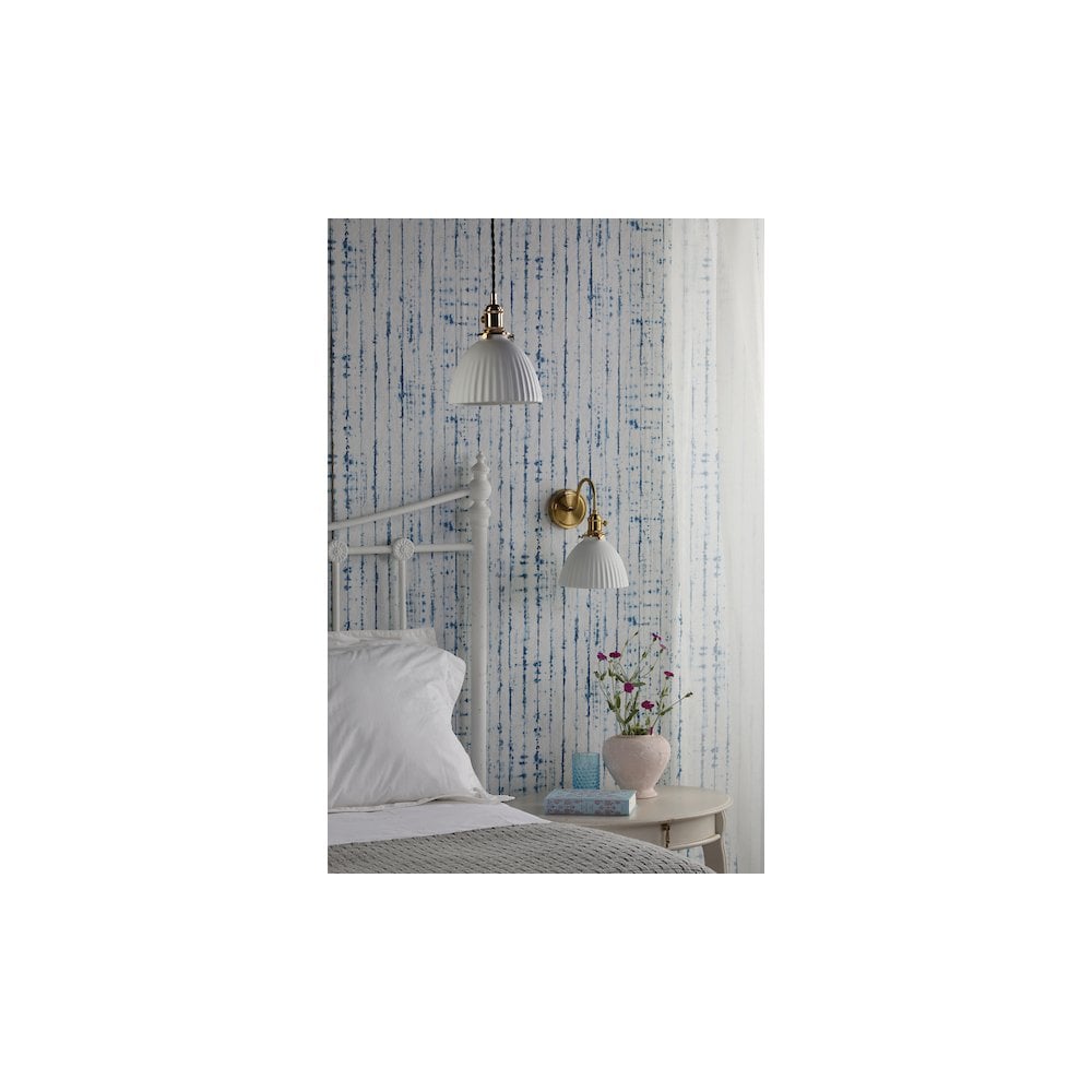 HAD0740-09 Hadano Wall Light Natural Brass & Ceramic Domed Shade