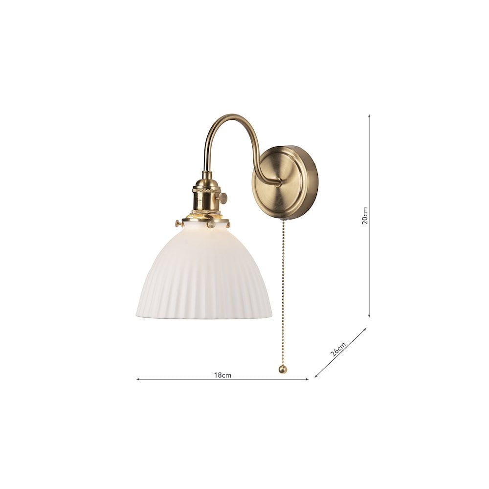 HAD0740-09 Hadano Wall Light Natural Brass & Ceramic Domed Shade