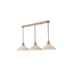 HAD3640-10 Hadano 3 Light Bar Pendant Natural Brass & Ceramic Shallow Shade