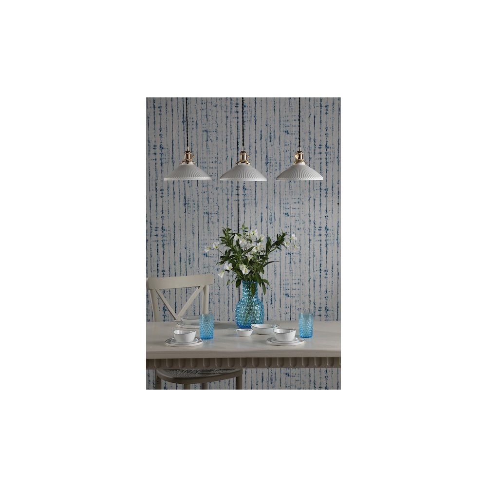 HAD3640-10 Hadano 3 Light Bar Pendant Natural Brass & Ceramic Shallow Shade