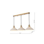 HAD3640-10 Hadano 3 Light Bar Pendant Natural Brass & Ceramic Shallow Shade
