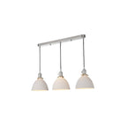 HAD3661-09 Hadano 3 Light Bar Pendant Antique Chrome & Ceramic Domed Shade