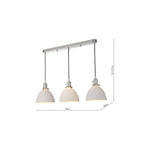 HAD3661-09 Hadano 3 Light Bar Pendant Antique Chrome & Ceramic Domed Shade