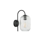 IDR0722-SAW6508 Idra Wall Light Matt Black and Ribbed Glass