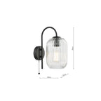IDR0722-SAW6508 Idra Wall Light Matt Black and Ribbed Glass