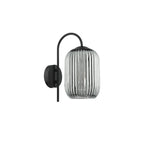 IDR0722-SAW6510 Idra Wall Light Matt Black and Smoked Ribbed Glass