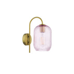 IDR0763-SAW6503 Idra Wall Light Aged Bronze and Pink Ribbed Glass