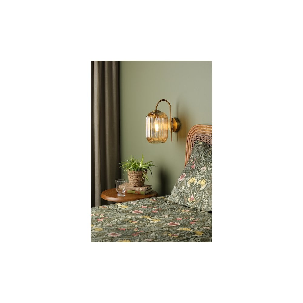Idra Wall  Light Aged Bronze and Champagne Ribbed Glass