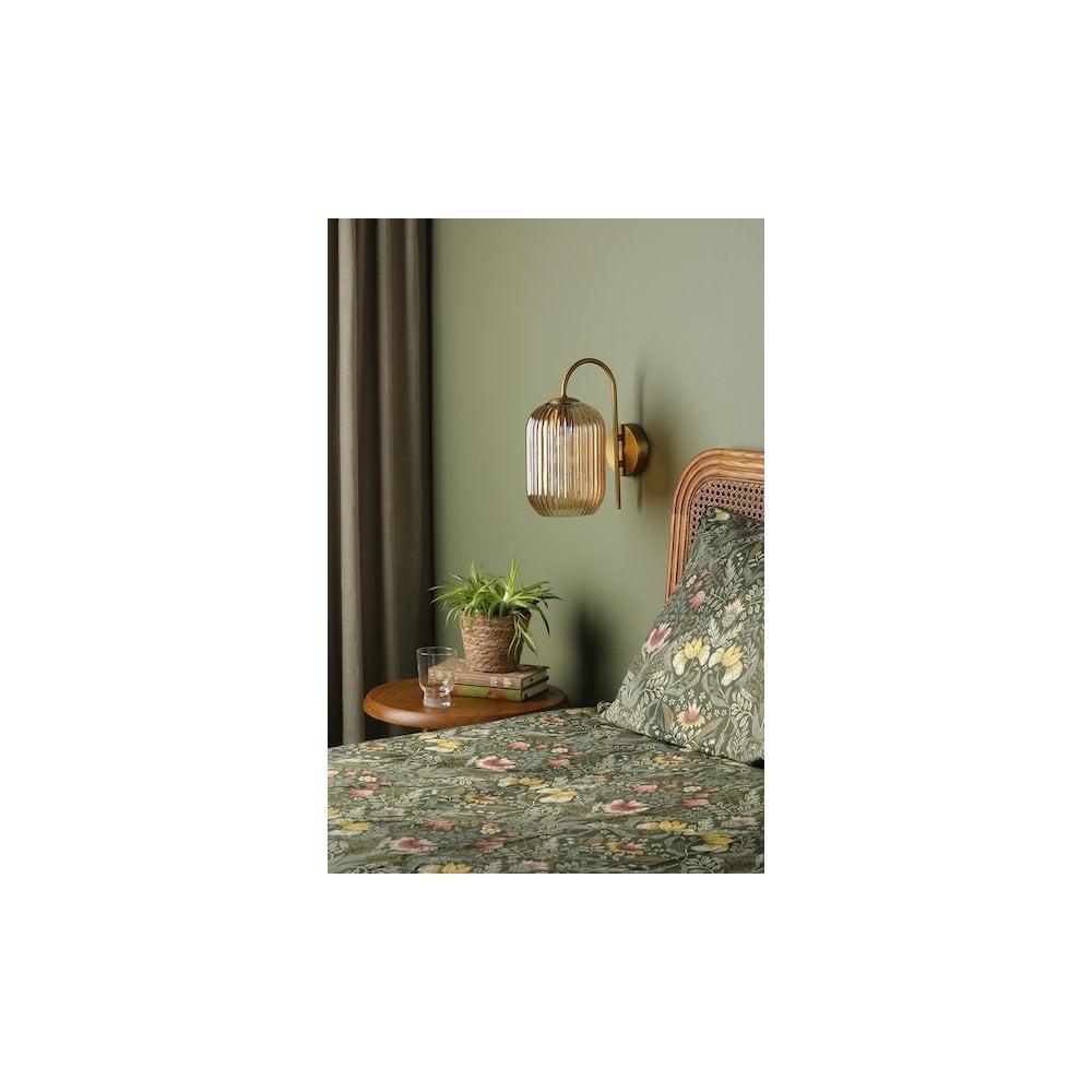 Idra Wall  Light Aged Bronze and Champagne Ribbed Glass