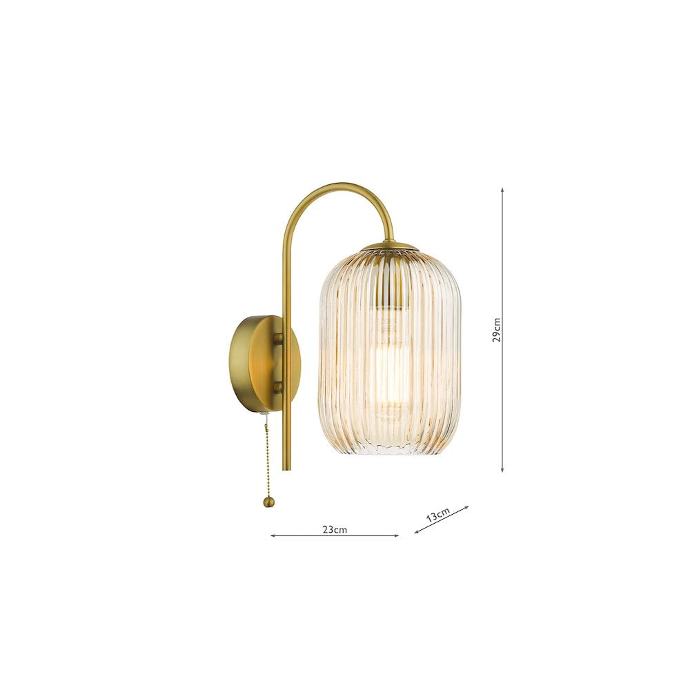 Idra Wall  Light Aged Bronze and Champagne Ribbed Glass