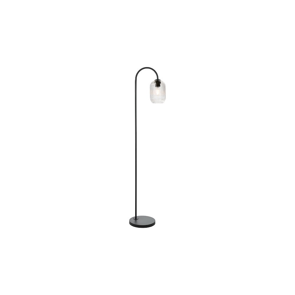 IDR4922-SAW6508 Idra Floor Lamp Matt Black and Ribbed Glass