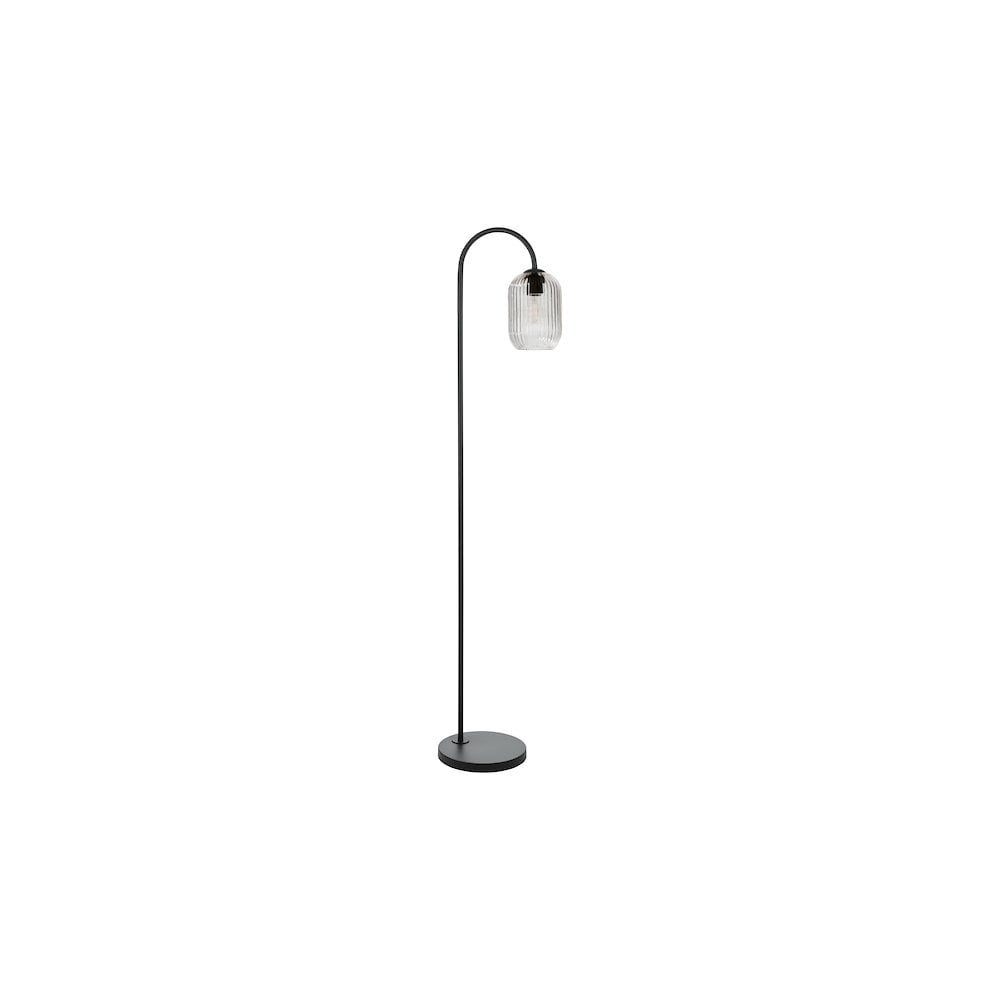 IDR4922-SAW6508 Idra Floor Lamp Matt Black and Ribbed Glass