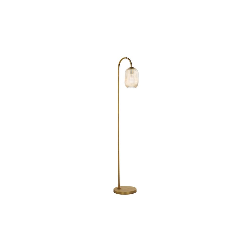 IDR4963-SAW6506 Idra Floor Lamp Aged Bronze and Champagne Ribbed Glass
