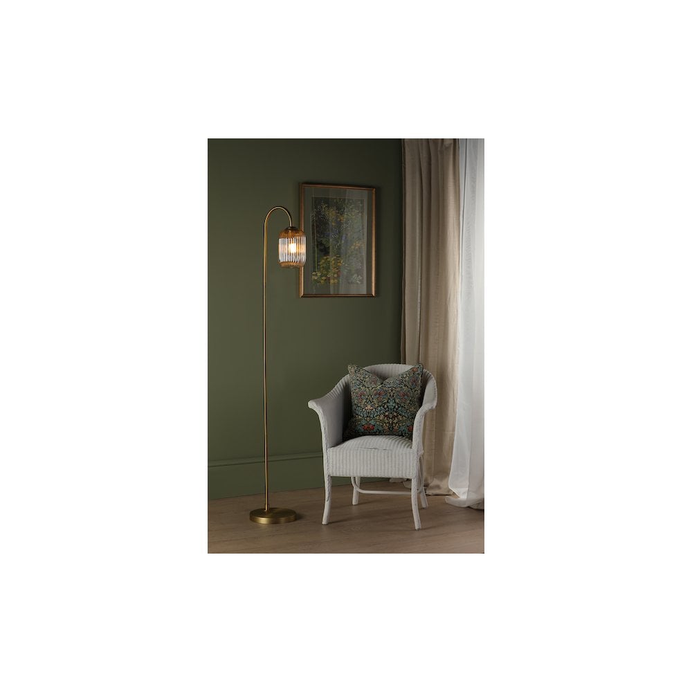 IDR4963-SAW6506 Idra Floor Lamp Aged Bronze and Champagne Ribbed Glass