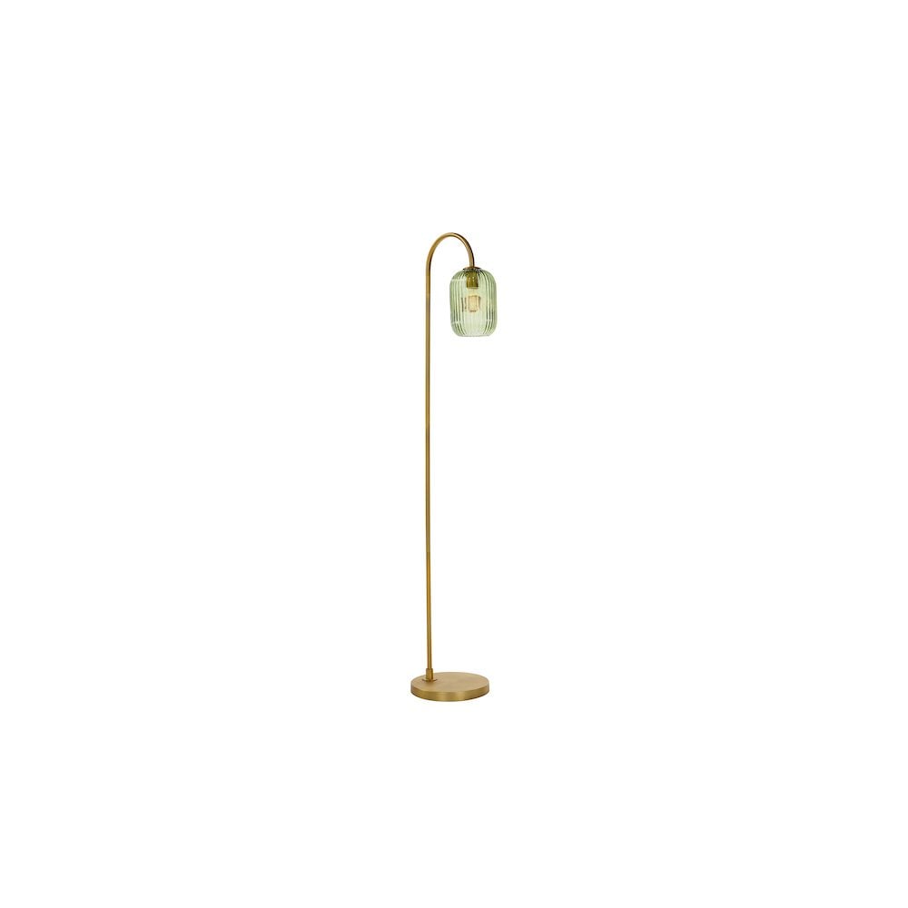 IDR4963-SAW6524 Idra Floor Lamp Aged Bronze and Green Ribbed Glass