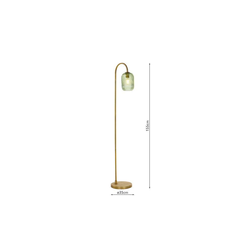 IDR4963-SAW6524 Idra Floor Lamp Aged Bronze and Green Ribbed Glass
