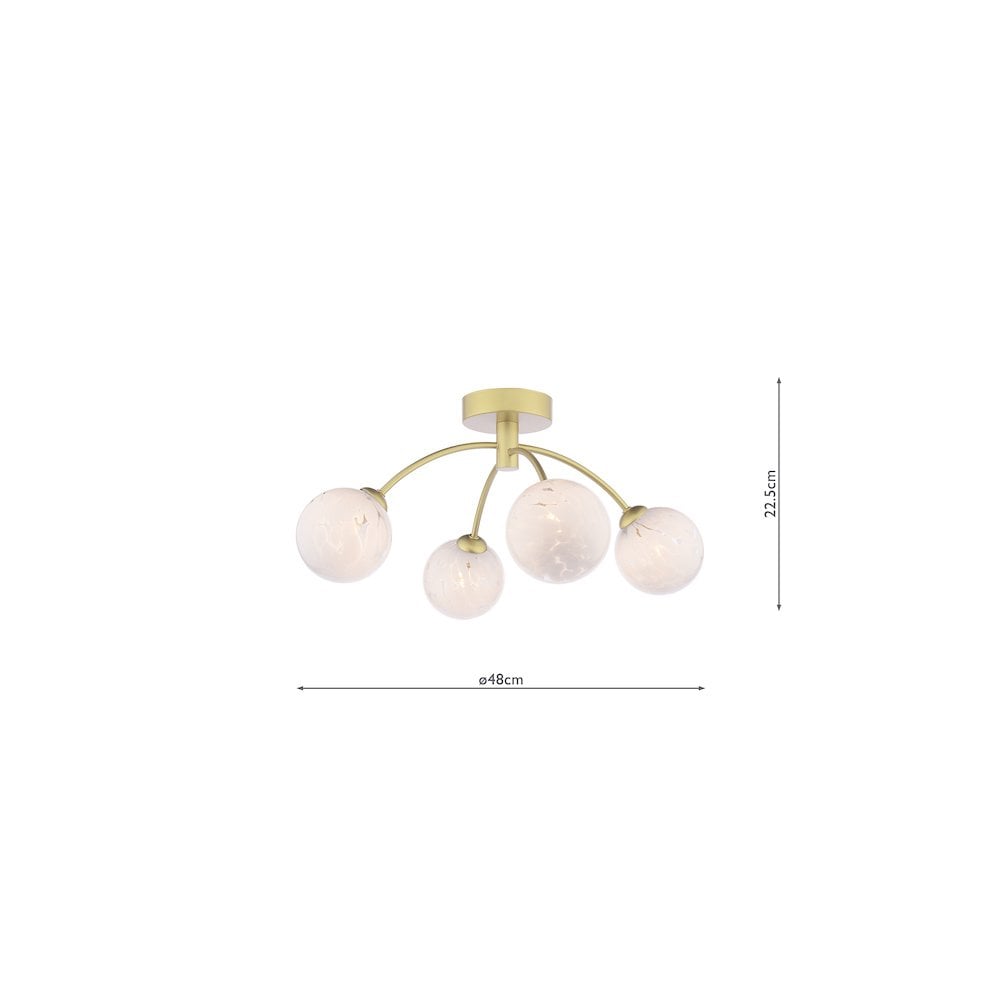 IZZ0435-17 Izzy 4 Light Semi-Flush Polished Gold & Confetti Glass