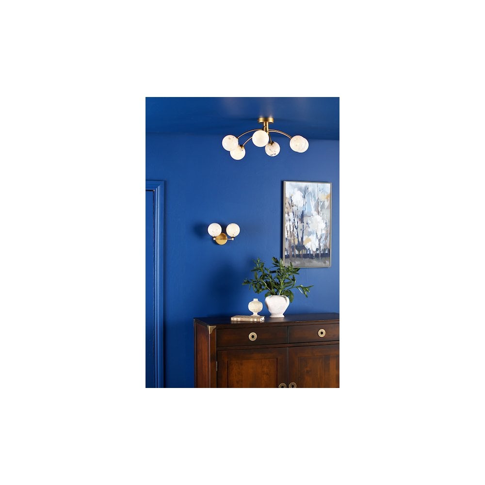 IZZ0635-17 Izzy 6 Light Semi-Flush Polished Gold & Confetti Glass
