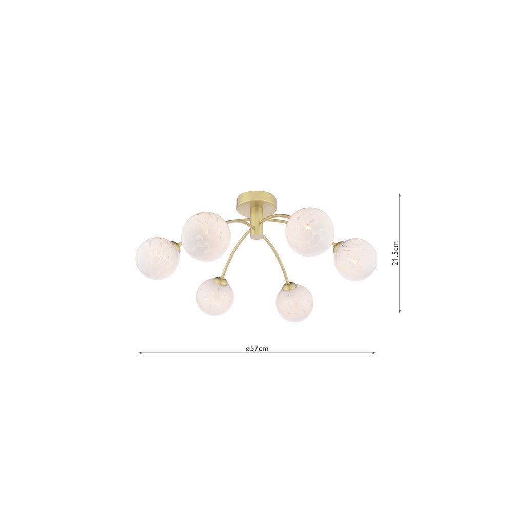 IZZ0635-17 Izzy 6 Light Semi-Flush Polished Gold & Confetti Glass