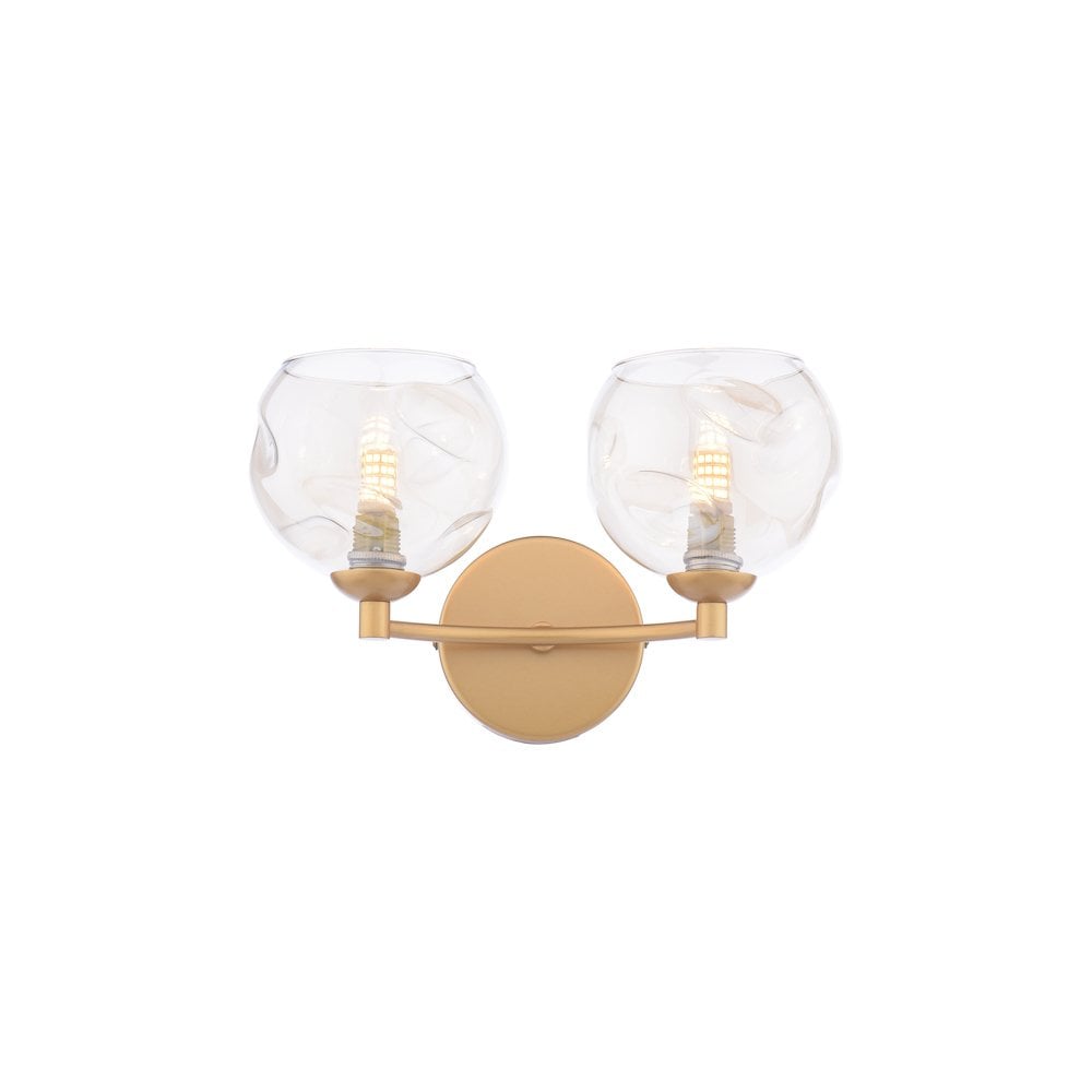 IZZ0935-16 Izzy 2 Light Wall Light Polished Gold & Champagne Dimpled Glass