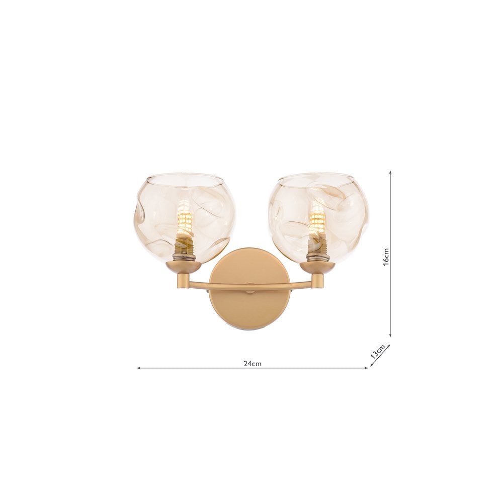 IZZ0935-16 Izzy 2 Light Wall Light Polished Gold & Champagne Dimpled Glass