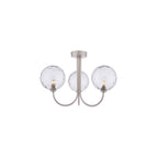 JAR0338-12 Jared 3 Light Semi-Flush Satin Nickel & Dimpled Clear Glass