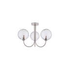 JAR0338-12 Jared 3 Light Semi-Flush Satin Nickel & Dimpled Clear Glass