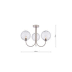 JAR0338-12 Jared 3 Light Semi-Flush Satin Nickel & Dimpled Clear Glass