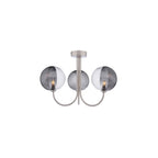 JAR0338-19 Jared 3 Light Semi-Flush Satin Nickel & Smoked/Clear Ribbed Glass