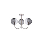 JAR0338-19 Jared 3 Light Semi-Flush Satin Nickel & Smoked/Clear Ribbed Glass
