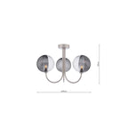 JAR0338-19 Jared 3 Light Semi-Flush Satin Nickel & Smoked/Clear Ribbed Glass