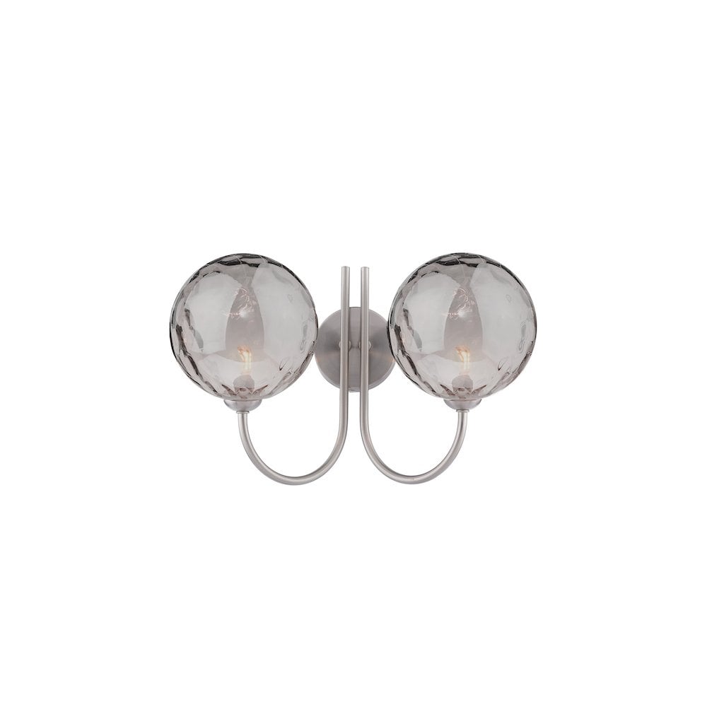 JAR0938-10 Jared 2 Light Wall Light Satin Nickel and Smoked Dimpled Glass