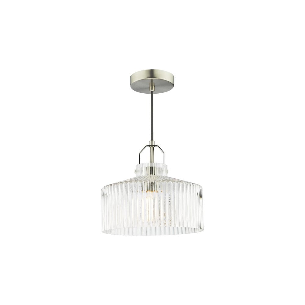 LEN0146 Lenka Pendant Satin Nickel and Ribbed Glass